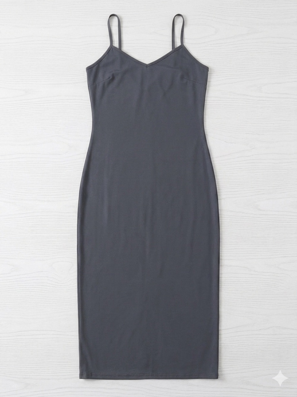 Derek Heart Gray Spaghetti Strap Midi Dress Medium Spandex Blend Back Slit